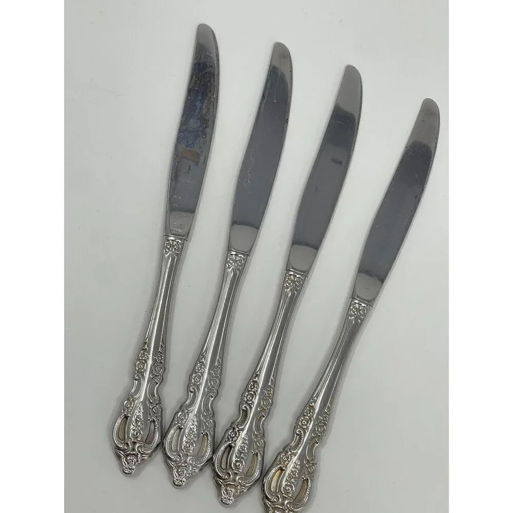 Oneida Renoir-Pembrooke Stainless Floral Hollow Dinner Knives 9
